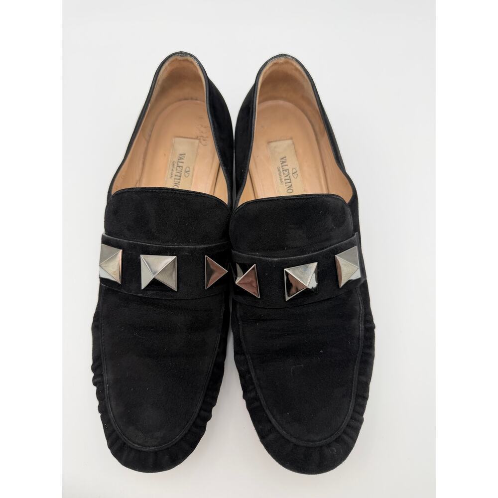 Valentino Rockstud Roman Stud Pleated Loafers Black Suede Size 38 / 8 - Picture 3 of 13